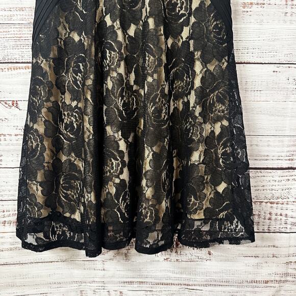 Danny and Nicole Black Lace Overlay Fit and Flare Cocktail Dress, EUC, Size 6 - Picture 4 of 9